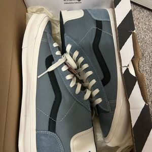 VANS Shoes Mens 10.5 OG Mid Skool LX Suede Lead Blue White Sneakers VN0A3DP7NQC1